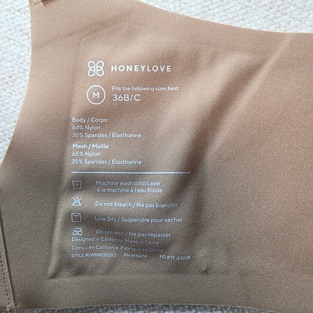 HoneyLove Liftwear CrossOver Bra M 36B/C Wireless Inserts Adjustable Nude Mesh - Picture 4 of 10